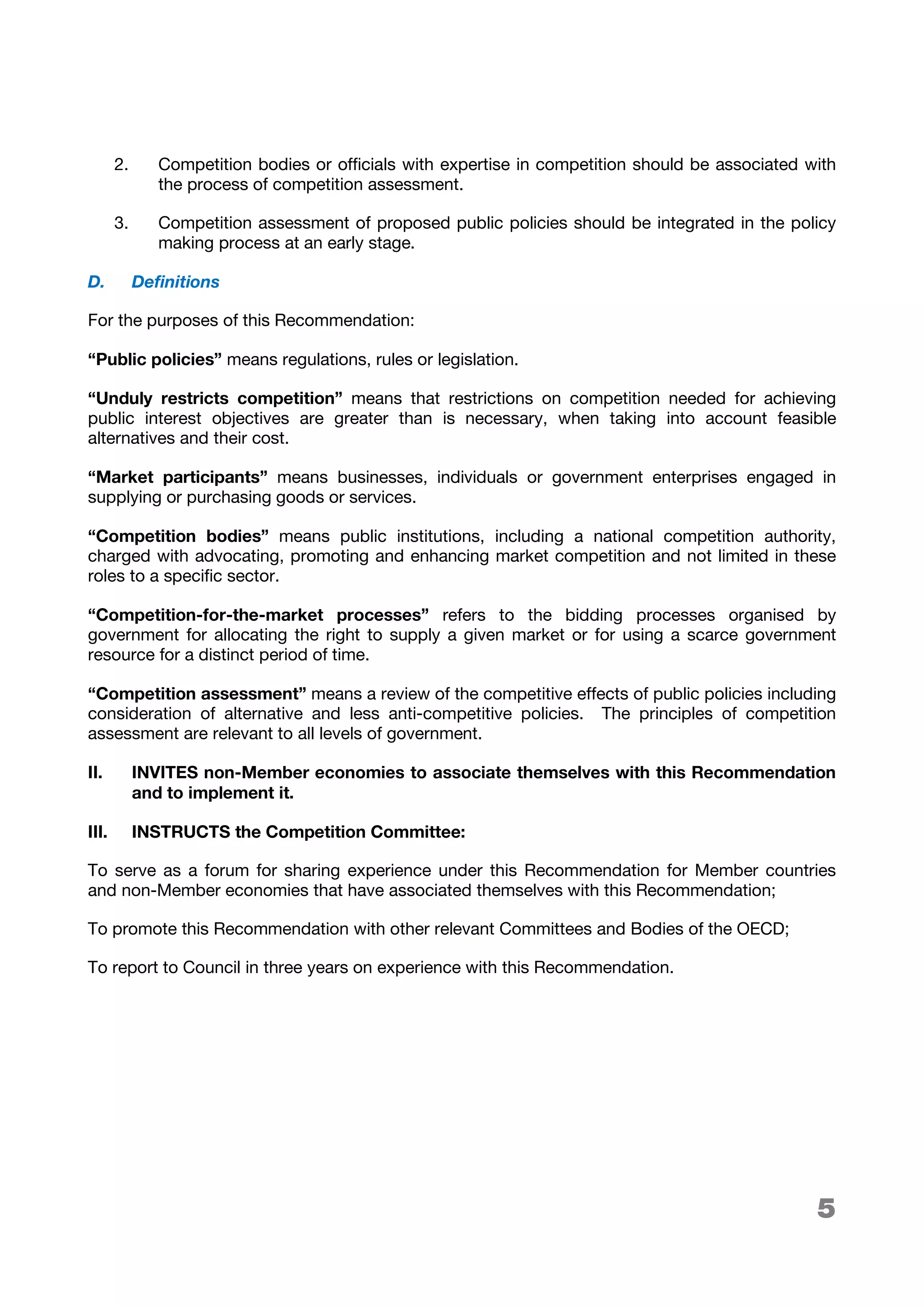 Competition Assessment: 2009 OECD Recommendation of the Council | PDF