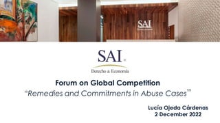 Forum on Global Competition
“Remedies and Commitments in Abuse Cases”
Lucía Ojeda Cárdenas
2 December 2022
 