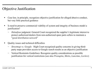 Objective Justification Examples Competition issues in aftermarkets – Thomas Graf – June 2017 OECD ...