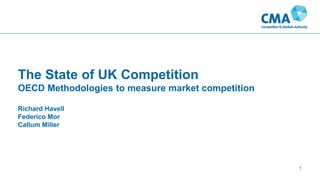 The State of UK Competition
OECD Methodologies to measure market competition
Richard Havell
Federico Mor
Callum Miller
1
 