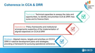 Coherence in CCA & DRR
Strategic: Aligned visions, targets and priorities on CCA &
DRR in national development plans and s...
