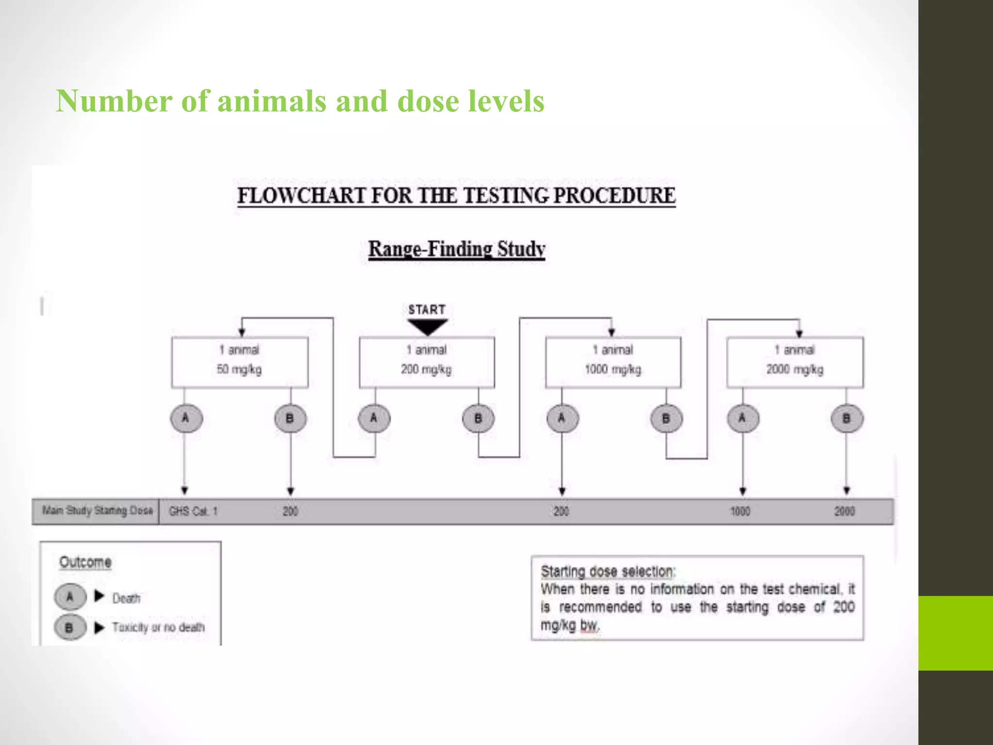 Number of animals and dose levels
 