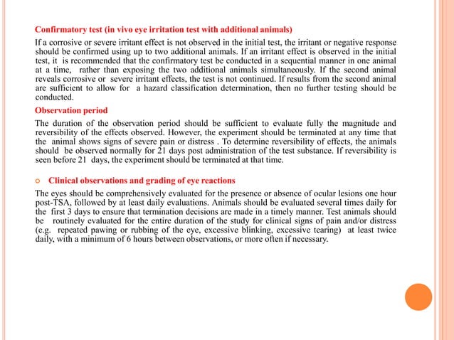 Acute Eye Irritation Test As Per OECD Guidelines