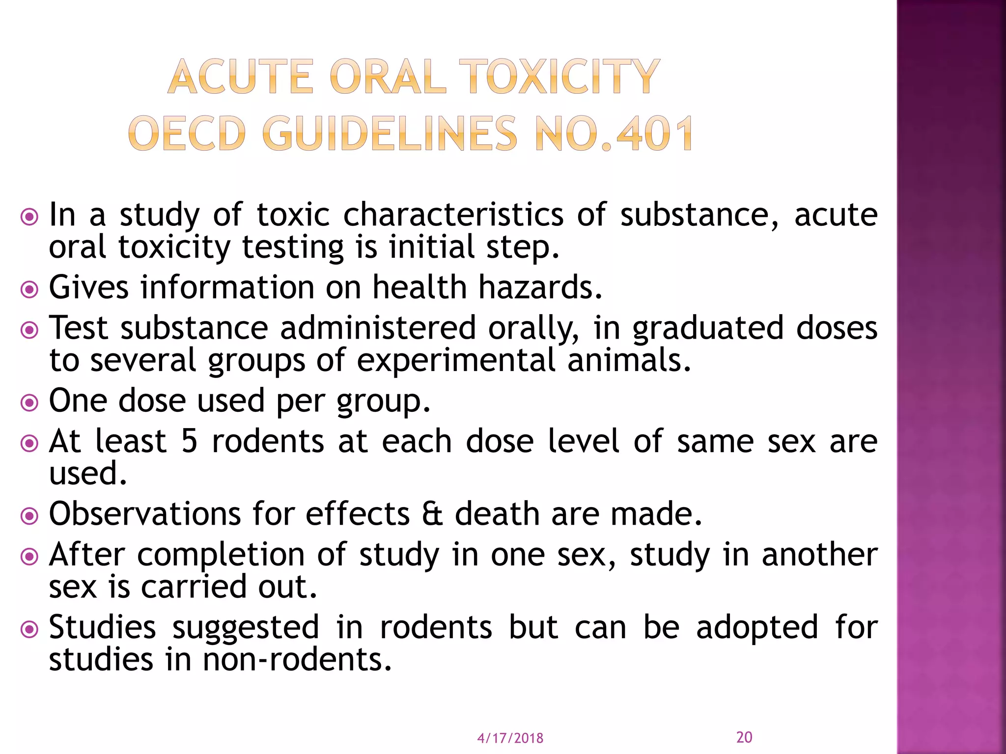 Oecd guidelines for toxicology studies PPT