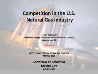 Competition in the U.S.
Natural Gas Industry
Lucian Pugliaresi
President, Energy Policy Research Foundation (EPRINC)
Washington, DC
eprinc.org
OECD COMPETITION ASSESSMENT REVIEWS
MEXICO 2019
Secretaría de Economía
Mexico City
July 23, 2019
 