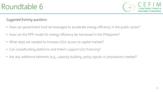 Suggested framing questions:
• How can government fund be leveraged to accelerate energy efficiency in the public sector?
...