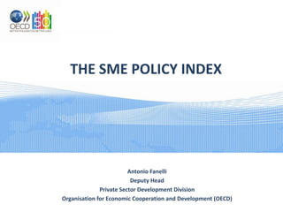 THE SME POLICY INDEX

Antonio Fanelli
Deputy Head
Private Sector Development Division
Organisation for Economic Cooperation and Development (OECD)

 