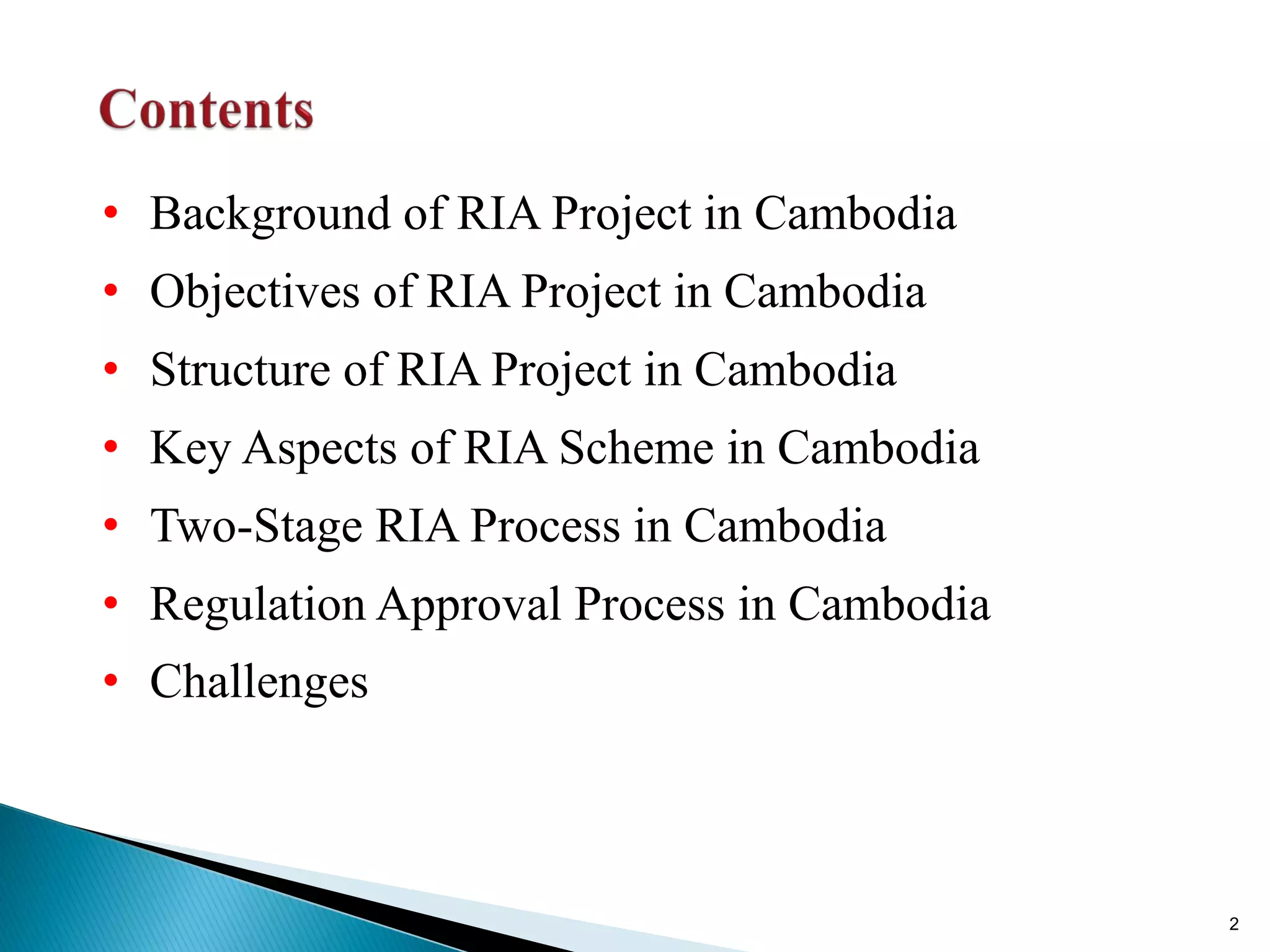 Regulatory Impact Assessment (RIA) Experiences in Cambodia - Yim Nolson ...