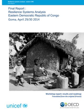 Resilience systems analysis: eastern DRC 
Final Report 
Final Report : 
Resilience Systems Analysis 
Eastern Democratic Republic of Congo 
Goma, April 29/30 2014 
Workshop report: results and roadmap 
Translated from the original (French) 
 
