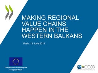 MAKING REGIONAL
VALUE CHAINS
HAPPEN IN THE
WESTERN BALKANS
Paris, 13 June 2013

This project is funded by the
European Union

 