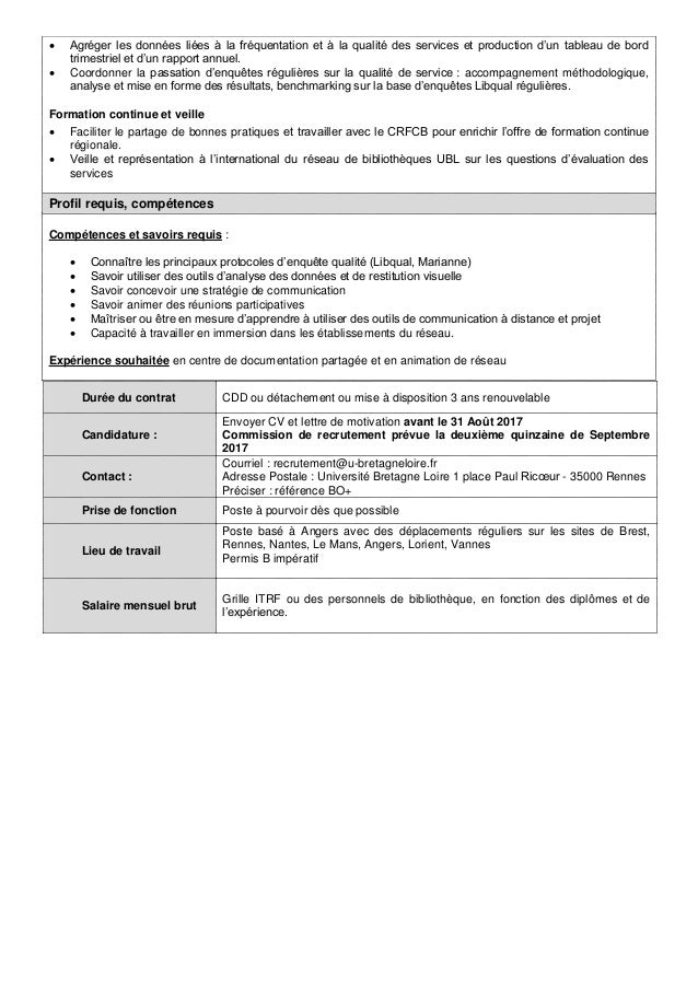 Fiche de poste recrutement coordinateur Qualité