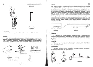 62 o EDlFICIO E SEU ACABAMENTO Esquadrias 63
Figura 3.47
serto. A técnica correta é: coloca-se a travessa do batente com o rebaixo onde se fixará
o trilho (Fig.3.50). Corta-se a alvenaria de um dos lados, dando acabamento de argamas-
sa fina internamente. A outra parte da alvenaria será executada por partes, dando o aca-
bamento interno nos primeiros 50 cm; fixa-se o trilho antes do respaldo, cortando no cen-
tro do vão uns 15 cm do trilho e parte da travessa do batente (Fig. 3.49). Após a execu-
ção de toda a alvenaria, coloca-se os rodrzios através do corte da travessa e do corte do
trilho. Em seguida, suspende-se a folha e regula-se com chave própria a altura da folha,
para não raspar na guia fixada no chão assim como no trilho superior. A fresta que existir
é tirada após fixação do corte da travessa com um pequeno pedaço de madeira da mes-
mas essência do batente, por meio de parafusos, e colocada a guarnição. Para uma
eventual troca de rodrzio ou conserto, tira-se a guarnição, desparafusa-se o pedaço da
travessa, chega-se a folha da porta até o rodrzio aparecer no corte e, com a chave pró-
pria, retira-se o rodrzio.
LJCLJd
o
o
o O
Figura 3.46
FERROLHO
Figura 3.49 Figura 3.50
Figura 3.52
Figura 3.51
CREMONA
É O mecanismo que substitui na janela a fechadura da porta. É composto de uma
cremalheira que movimenta duas varetas de ferro, que faz as vezes de ferrolho, podendo
ser simples ou com mecanismo de chave que trava o movimento de rotação da cremona
(Fig. 3.51).
TARJETAS
São peças que imitam o ferrolho, utilizadas para portinholas, portas de sanitários
como trava (Fig. 3.54 a e b).
CARRANCAS
São peças fixadas na alvenaria externa para pren~er as venezianas quando aber-
tas, para que o vento não as faça bater (Fig. 3.52).
Roldana dupla de aço,4 rodas
Pivô de latão
Figura 3.48
~b
~~
Roldana de 2 rodas
Guia U de latão ou alumínio
,ç
'V-_ --- ----3 c
a
Peça utilizada para prender a folha no chão quando houver 2 folhas de porta.
RODíZIO
Peças com roldanas, para perfeito deslizamento da folha da porta de correr. A fer-
ragem de folha de correr compõe-se de trilho, rodf io, guia, pivô e concha (Fig. 3.48a, b,
c, d). A colocação da ferragem em folha de porta d correr é difrcil, pois tem-se que es-
conder o trilho e o rodrzio e ao mesmo tempo ter condi s de fazer manutenção ou con-
 