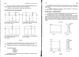 138 o EDlPfcIO E SEU ACABAMENTO
Vidro 139
Para vidro de segurança temperado s6 se admite acabamentos filetados ou escan-
tilhados, lapidados, chanfrados, lapidados redondos e bisotê fábrica.
5) detalhes sobre a aplicação de contraventos, conforme Fig. 8.7.
NECESSIDADE DE CONTRAVENTAMENTO
10) detalhes de colocação de massas, calços, molduras ou outros dispositivos
complementares de fixação e vedação com especificação do material e dimensões a
serem usadas.
11) detalhes construtivos que permitam a limpeza peri6dica e a eventual troca
da chapa de vidro, com segurança de trabalho.
I
I
I
Cl
IC
t--' '--
00
-----. - - -
8
A
I
I
iC
00
A
I
I
CI
8 8
A A
8
MANIPULAÇÃO E ARMAZENAMENTO
As chapas de vidro devem ser manipuladas de maneira que não entrem em conta-
to com materiais duros que venham a produzir defeitos na sua superffcie.
As chapas de vidro devem ser armazenadas, empilhadas, apoiadas em material
que não lhes danifique os bordos, com uma inclinação em torno de 6% em relação à
vertical, Fig. 8.8. O armazenamento deve ser feito em local adequado, ao abrigo de umi-
dade e de contatos que possam danificar ou deteriorar as superffcies do vidro. As con-
dições do local devem ser tais que evitem condensação de umidade na superffcie das
chapas.
A
Há necessidade de contraventamento
se: AC + BC ;;. 800 mm
Armazenamento
Vista lateral
Elevação
- -- - - -- - - --- - - - - -
Cavalete
A
I
Ci
Há necessidade de contraventamento
se: AC + BC ;;. 1600 mm
I
I
CI
8
Há necessidade de contraventamento
se: AC + BC ;;. 2500 mm ou
AC > 500mm
Há necessidade de contraventamento
se: AC > 500 mm
i
I
I
I
I
li II
Figura 8.7
6) acabamento por material dos elementos que compõem o vão, tais como reves-
timento grosso, fino, pedra mármore, concreto, aparente, taco, ladrilho, forro falso.
7) elementos que compõem o vão onde poderão ser aplicadas as peças de fixa-
ção:
8) especificação quanto:
- a forma
- transparência
- colocação
- espessuras
9) localização da instalação na obra, indicando detalhes da construção que pos-
sam Influir no envldraçamento.
Barreira
bf=L
Elevação
L
Figura 8.8
/ ~o
!- I,papel neutro
Vista lateral
 
