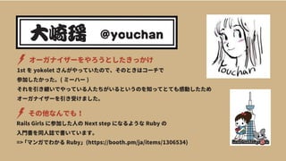 1st  yokolet 󤬤äƤΤǡΤȤϥ`
μӤä( ߩ`ϩ` )
@ǤäƤˤȤΤ֪äƤȤƤЄӤ
`ʥ`ܤޤ
Rails Girls ˲μӤˤ Next step ˤʤ褦 Ruby 
TͬIǕƤޤ
=>ޥ󥬤Ǥ狼 Ruby(https://booth.pm/ja/items/1306534)
`ʥ`Ȥä
ʤǤ⣡
 