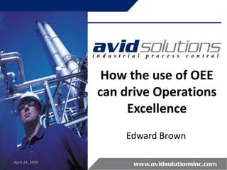 How the use of OEE
                 can drive Operations
                      Excellence
                     Edward Brown

April 24, 2009                      1
 