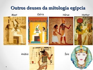 Outros deuses da mitologia egípcia
Osíris

Maet

Anúbis

Hórus

Ísis

Hathor

 