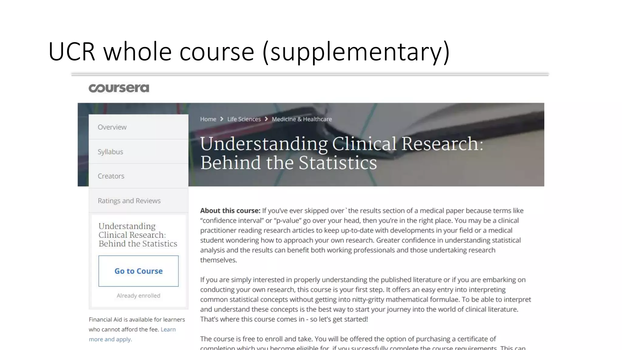 UCR whole course (supplementary)
 