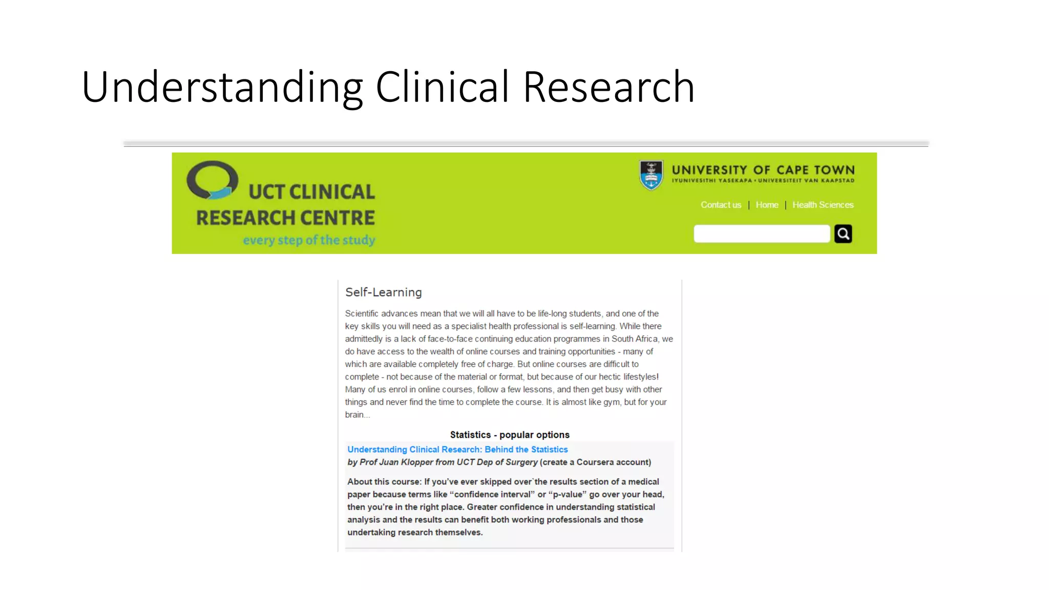 Understanding Clinical Research
 