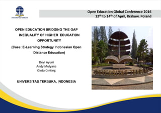 Open Education Bridging the Gap Inequality of Higher Education ...