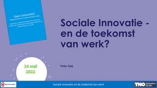 Sociale Innovatie -
en de toekomst
van werk?
Peter Oeij
Sociale innovatie en de toekomst van werk
 