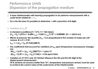G. Giuliani - INTERFEROMETRY_02 12
Performance Limits
Dispersion of the propagation medium
 A laser interferometer with b...