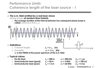 G. Giuliani - INTERFEROMETRY_02 6
Performance Limits
Coherence length of the laser source - 1
 The e.m. field emitted by ...