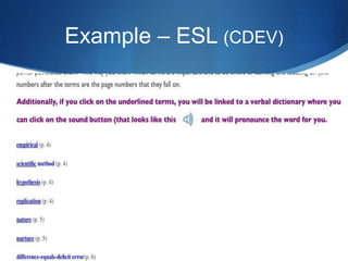 Example – ESL (CDEV)
 