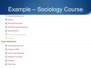 Example – Sociology Course
 