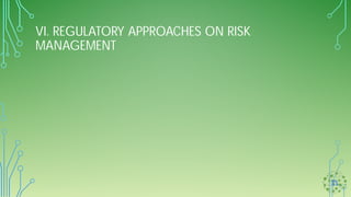 VI. REGULATORY APPROACHES ON RISK
MANAGEMENT
 