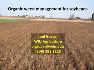 Organic weed management for soybeans




              Joel Gruver
           WIU Agriculture
          J-gruver@wiu.edu
            (309) 298 1215
 