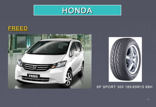 HONDA

FREED




                SP SPORT 300 185/65R15 88H


                                       11
 