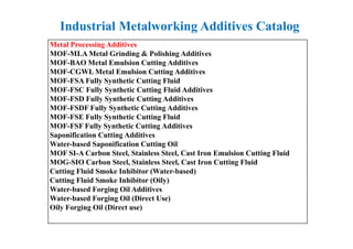 Metalworking Additives OEM LUBRICANT PRODUCTS CATEGORIES | PDF