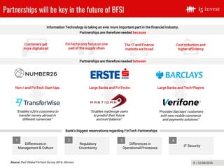 8 | 12/09/2016
v
Partnerships will be key in the future of BFSI
Non-/ and FinTech Start-Ups Large Banks and FinTechs Larg...