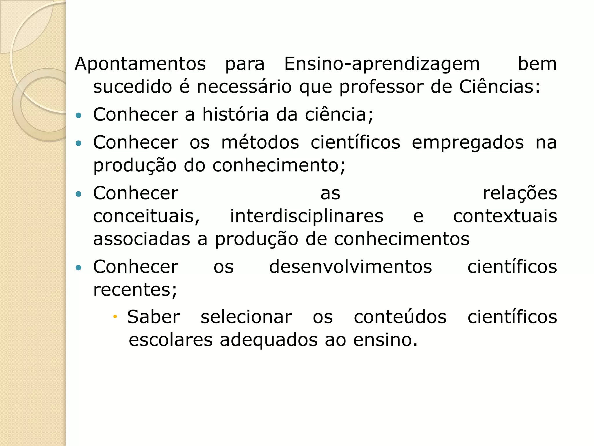 O ensino de ciências e suas metodológias | PPTX