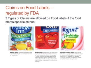 Examples of nutrient claims on food labels