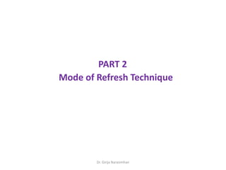 Dr. Girija Narasimhan
Mode of Refresh Technique
PART 2
 