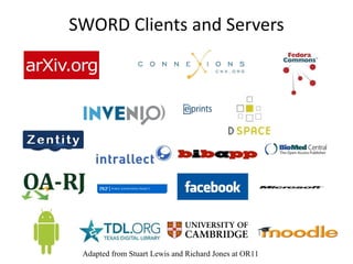 SWORD Clients and Servers Adapted from Stuart Lewis and Richard Jones at OR11 