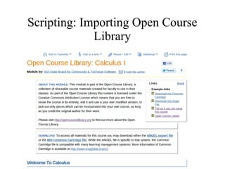 Scripting: Importing Open Course Library 