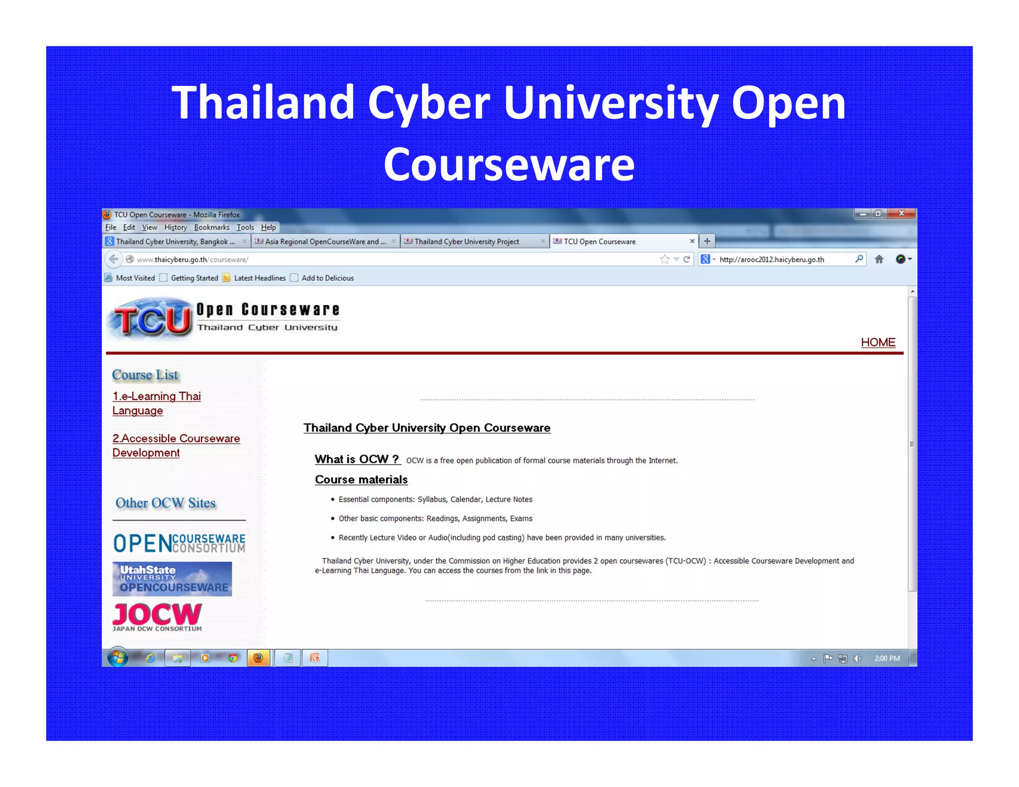 Thailand Cyber University Open
          Courseware
 