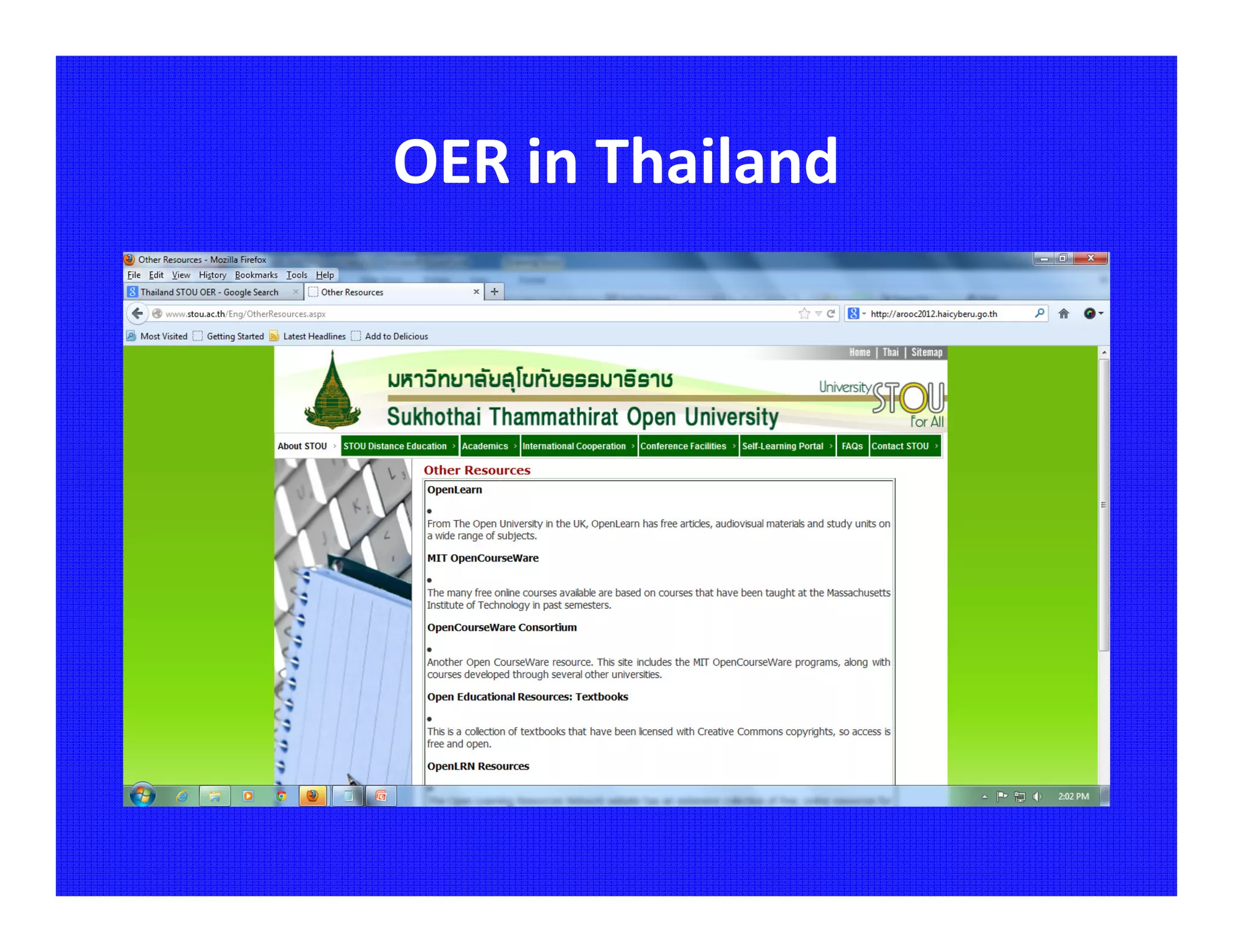 OER in Thailand
 