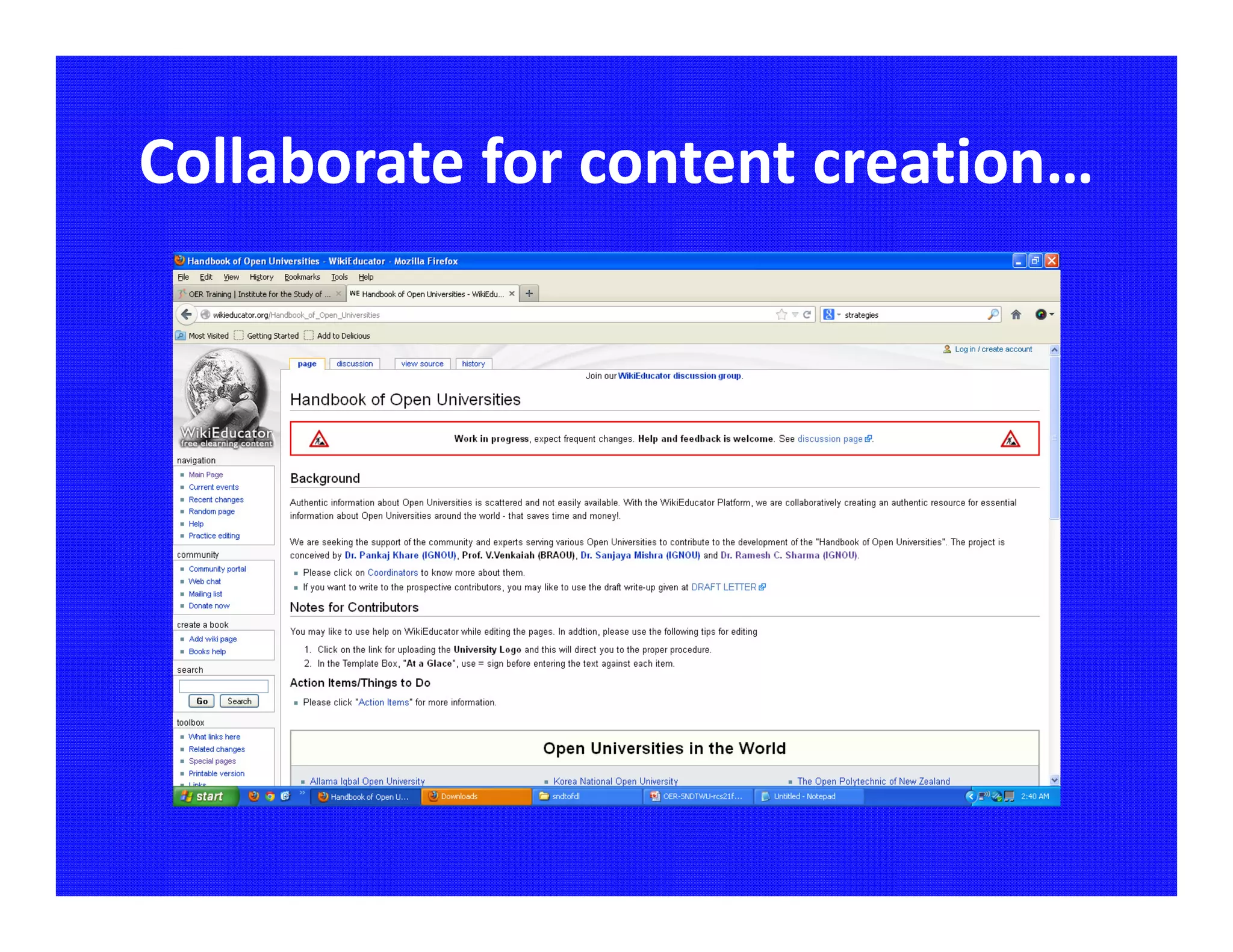 Collaborate for content creation…
 