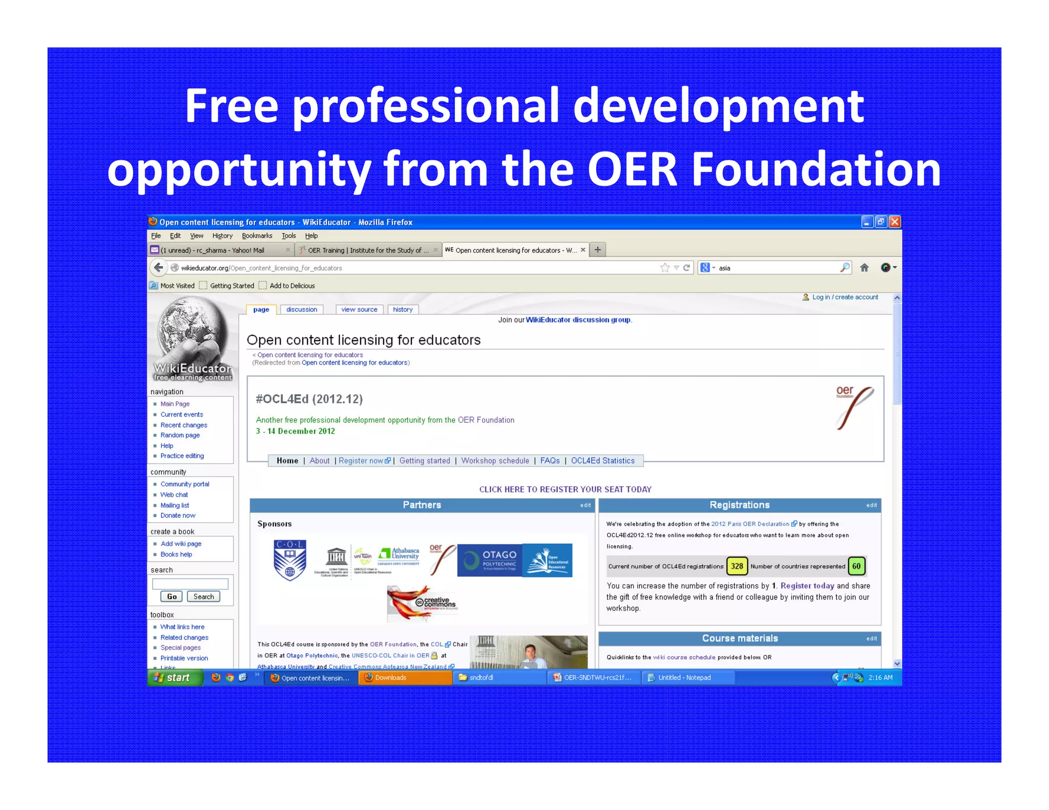 Free professional development
opportunity from the OER Foundation
 