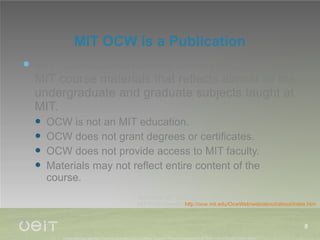 From OpenCourseWare to Open CourseWare