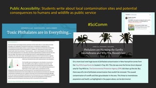 Public Accessibility: Students write about local contamination sites and potential
consequences to humans and wildlife as public service
#SciComm
 