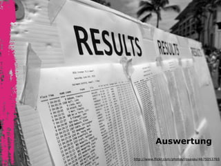 Auswertung
http://www.flickr.com/photos/rosasay/4675053765

 