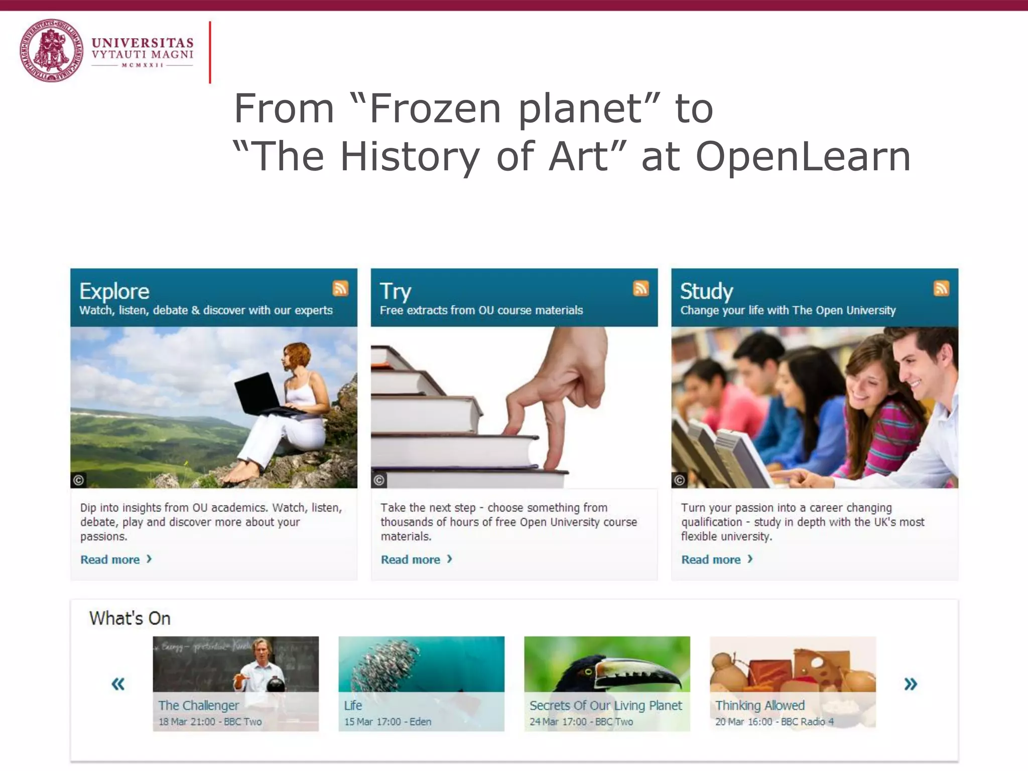 From “Frozen planet” to “The History of Art” at OpenLearn  