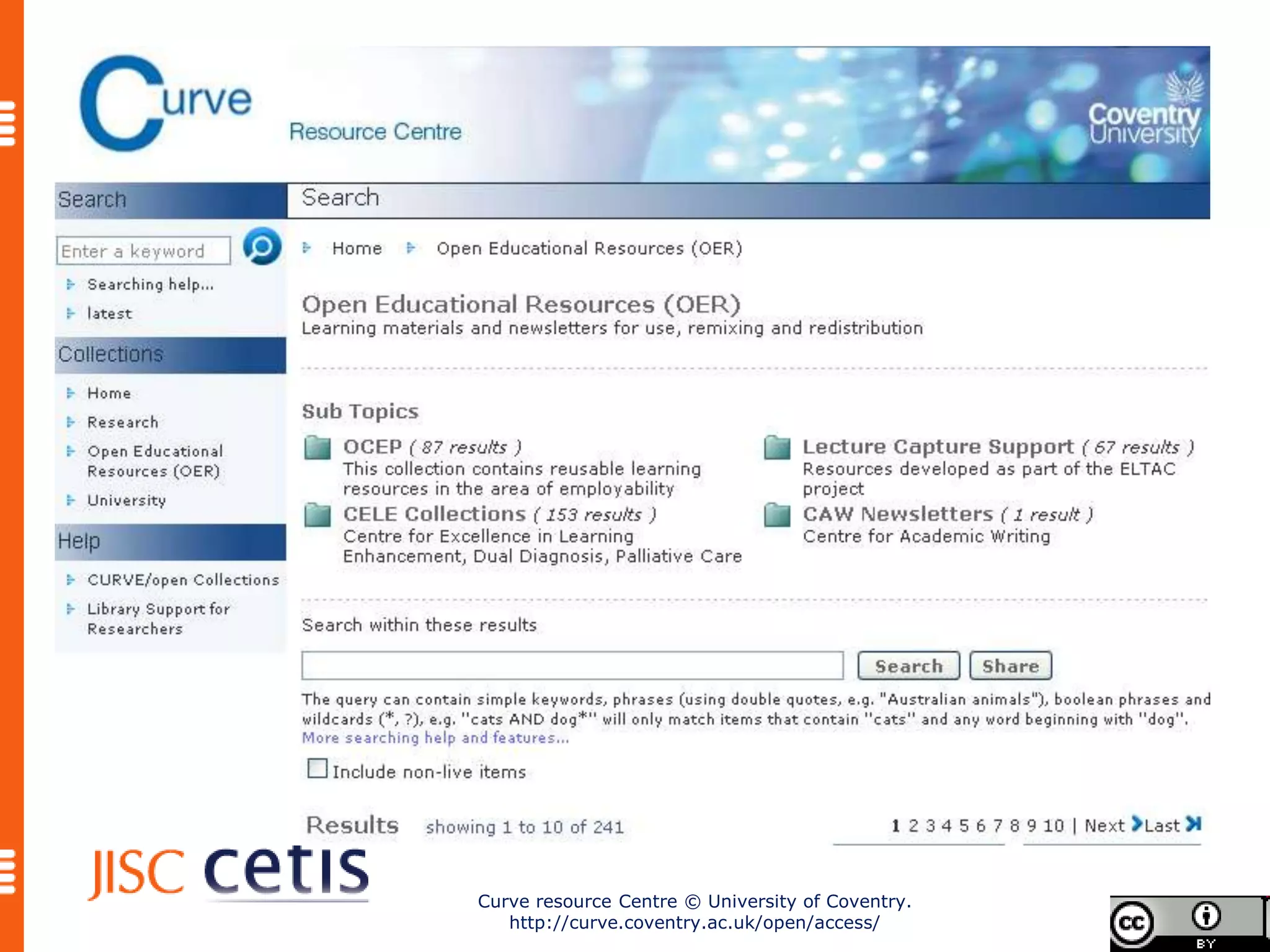 Curve resource Centre © University of Coventry.
   http://curve.coventry.ac.uk/open/access/
 