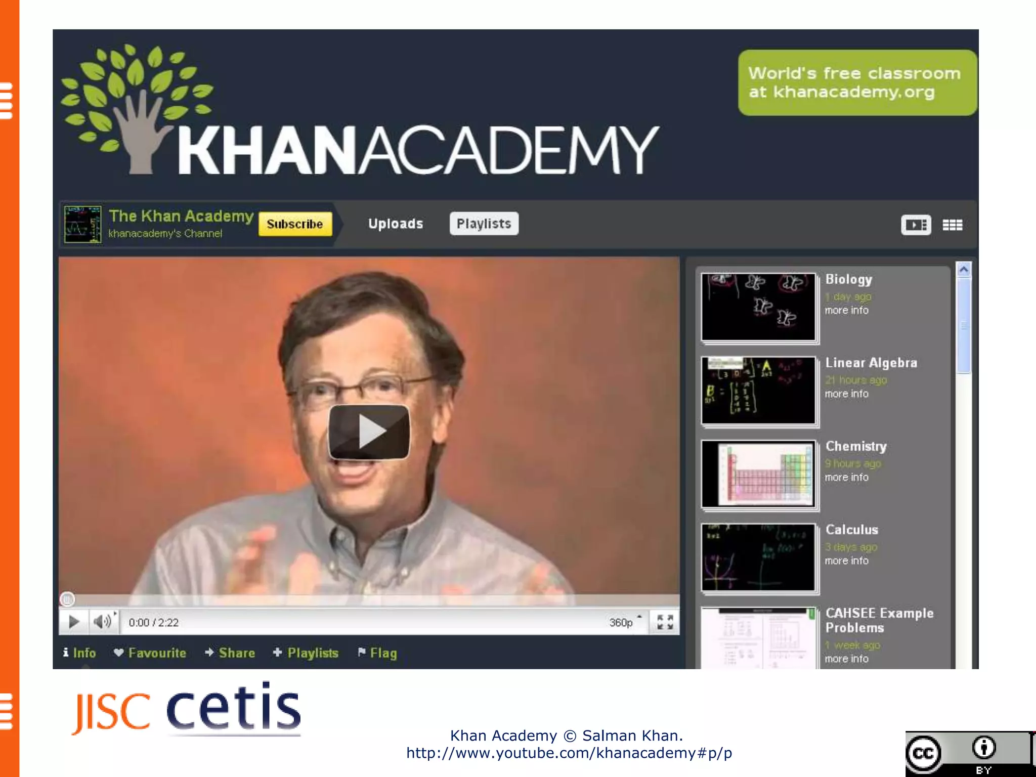 Khan Academy © Salman Khan.
http://www.youtube.com/khanacademy#p/p
 