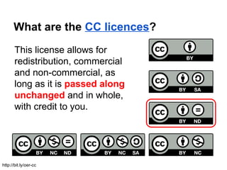 What are the CC licences?
       This license allows for
       redistribution, commercial
       and non-commercial, as
 ...