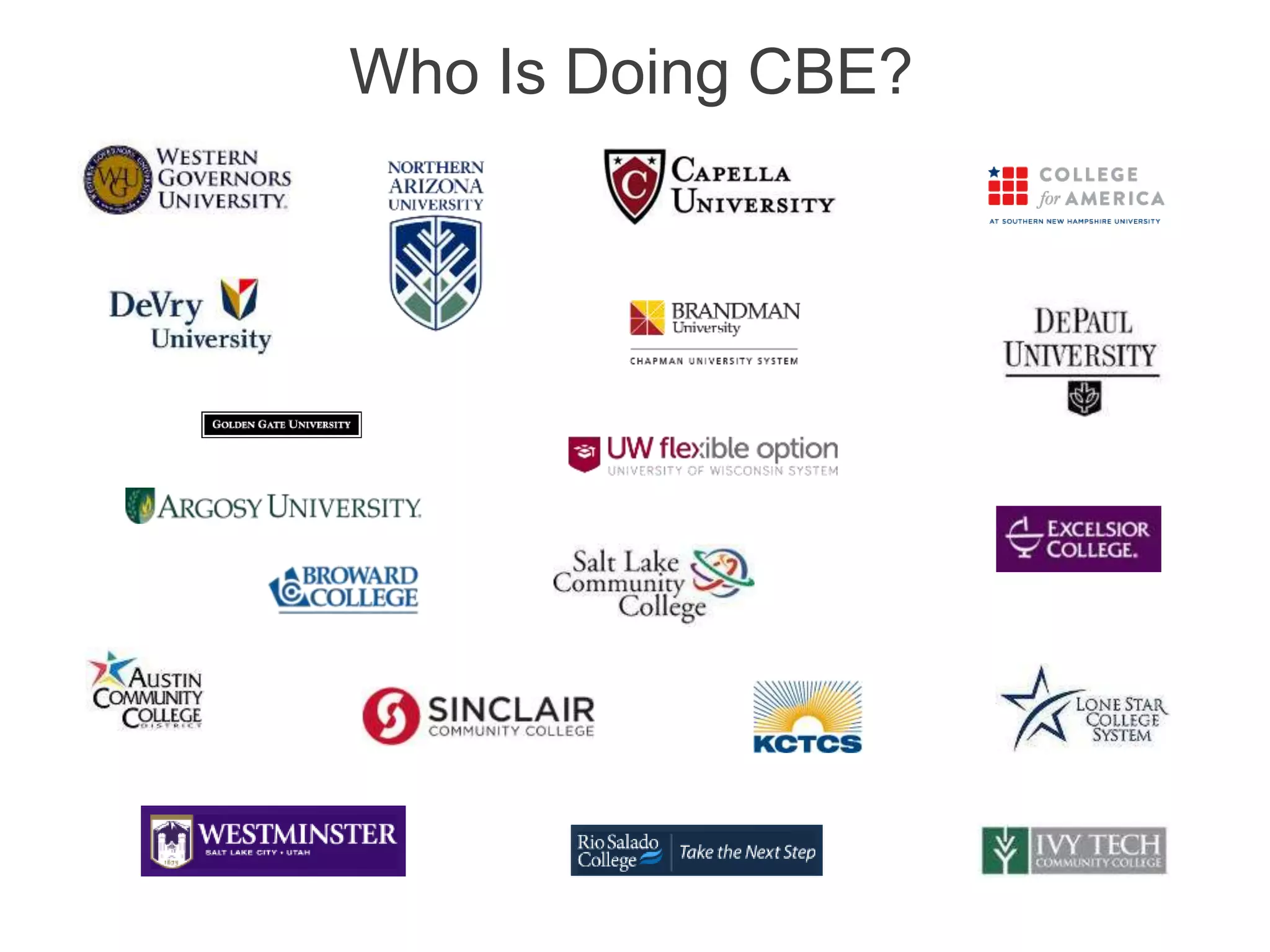 Who Is Doing CBE?
 